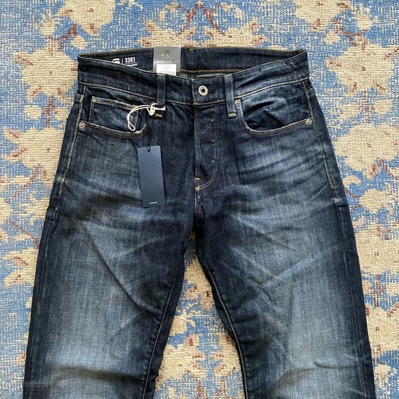 NWT G- Raw Star 3301 Straight Jeans in Dark Aged Blue 28 x 30 - Picture 4 of 5